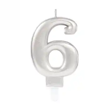 6 Rakamı Mum Gümüş Renk