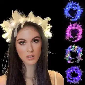 Led Işıklı RGB 3 Fonksiyonlu Otrişli Parti Tacı Beyaz Renk