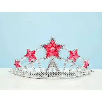 Kırmızı Yıldız Taşlı Plastik Elsa Tacı Çocuk Boy