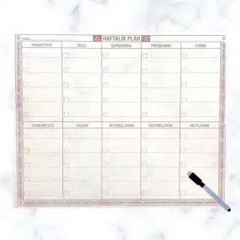 BUFFER® Şeffaf Kendiliğinden Yapışkanlı Kalemli Haftalık Planlayıcı 40cm-50cm