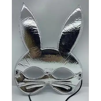 Gümüş Renk Kumaş Tavşan Maskesi