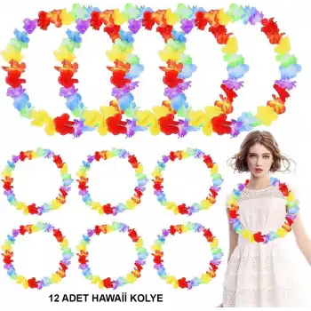 Hawaii Çiçekli Boyun Kolyesi 12 Adet