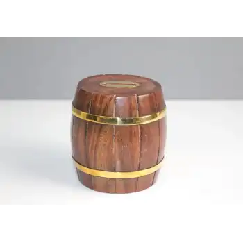 Pirinç Detaylı Fıçı Kumbara Model 1