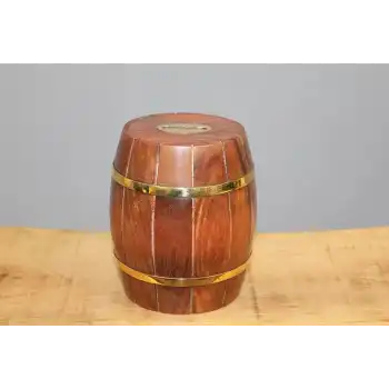 Pirinç Detaylı Fıçı Kumbara Model 2