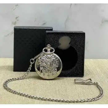 Özel Kutulu Osmanlı Devlet Arması Gümüş Köstekli Saat