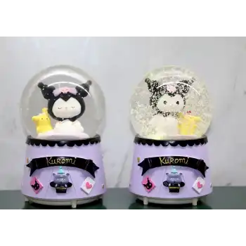 Kuromi İçi Dönmeli Püskürtmeli Işıklı Müzikli Kar Küresi Büyük Boy Model 2