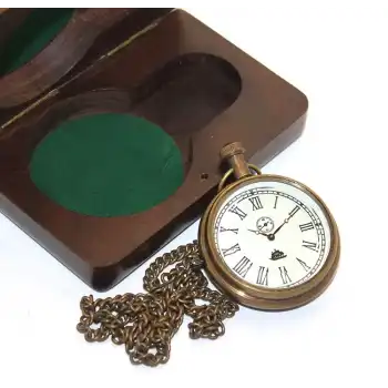 Ahşap Kutulu Pirinç Köstekli Saat Model 7