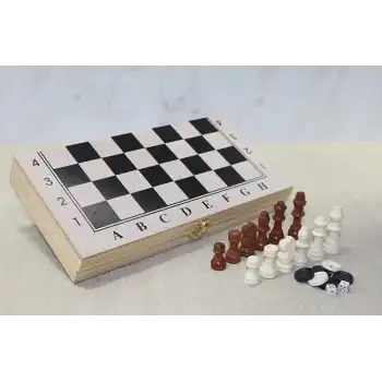 Ahşap Kutulu Satranç Tavla Seti Model 1