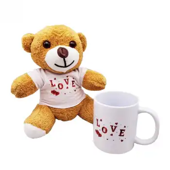 Love Baskılı Kahverengi Ayıcık Ve Kupa Hediye Seti