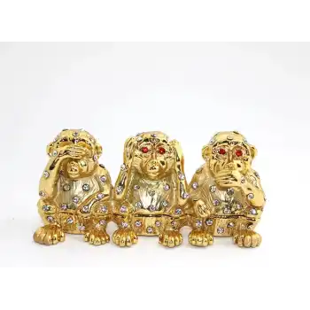 Swarovski Taşlı 3lü Maymun Seti