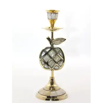 Pirinç Sedefli Tekli Şamdan Model 1