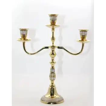 Pirinç Sedefli 3lü Şamdan Model 2