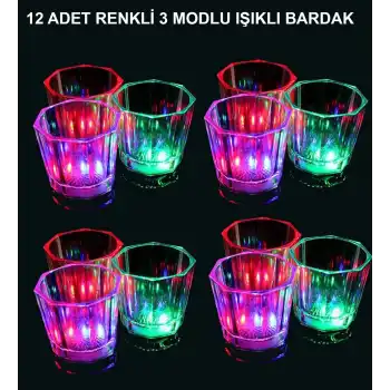 LED Işıklı Eğlence Bardak Seti 12 Adet