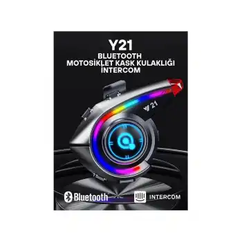 Y21 Rgb Işık Efektli Intercom Bluetooth Motosiklet Kask Kulaklığı Intercom Kulaklık