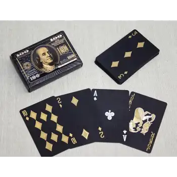 Altın Dolar Tasarımlı Siyah İskambil Oyun Kartı