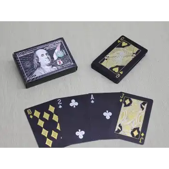 Gümüş Dolar Tasarımlı Siyah İskambil Oyun Kartı