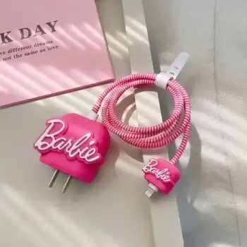 Iphone 18W/20W Uyumlu Barbie Şarj Kılıfı, Şarj Kablosu Örme Aparatı, Toparlayıcı