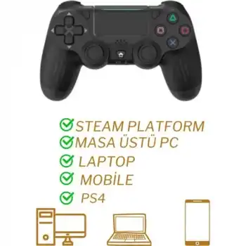 Ps4 Kol Wireless Bt Kablosuz Oyun Kolu Ps4 Joystick Tablet Telefon Pc Uyumlu Titreşimli Oyun Kolu