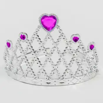 The Best Nzm Fuşya Kalpli Gümüş Renk Kraliçe Tacı Prenses Tacı