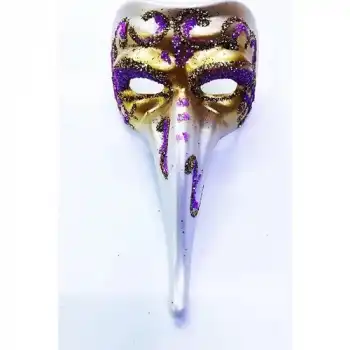 The Best Nzm Fuşya Renk Işlemeli Seramik Malzemeden Imal Venedik Uzun Maske Magnet