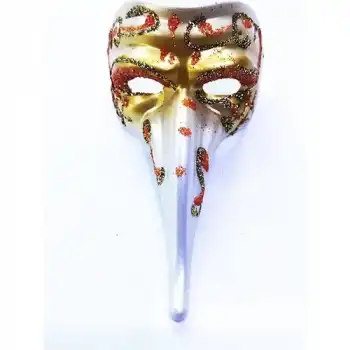 The Best Nzm Turuncu Renk Işlemeli Seramik Malzemeden Imal Venedik Uzun Maske Magnet