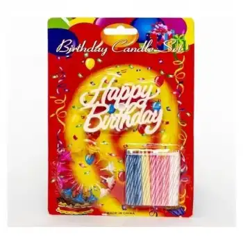 The Best Nzm Rengarenk Mumlu Beyaz Happy Birthday Yazılı Doğum Günü Mumu 12 Adet