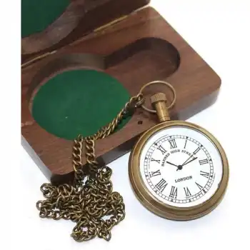 Ahşap Kutulu Pirinç Köstekli Saat KSK2055