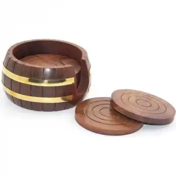 Pirinç Yuvarlak Ahşap Bardak Altı W431