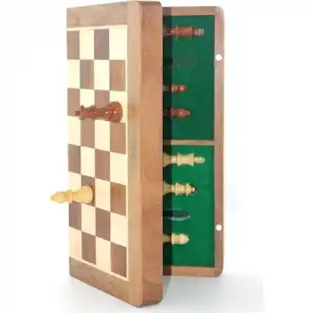 Mıknatıs Taşlı Ahşap Katlanabilir Kutulu Satranç Oyunu 35 cm G224