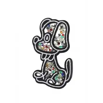 Aplike Ütü İle Yapışan Taşlı Sevimli Köpek Arma 3x5 cm