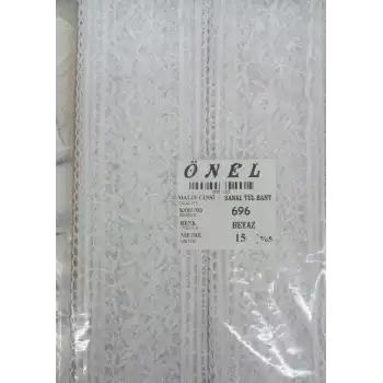 Dantel Polyester Sanal Tül Bant Beyaz 15 Metre En 6 cm ON-696-B