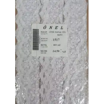 Dantel Polyester Sanal Tül Bant Beyaz 14,50 Metre En 6 cm ON-1517-B