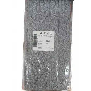 Dantel Polyester Sanal Tül Bant Gri 14,60 Metre En 3 cm ON-1538-G