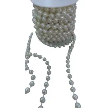 Sıralı Yuvarlak İnci En 1 cm Krem 10 Metre