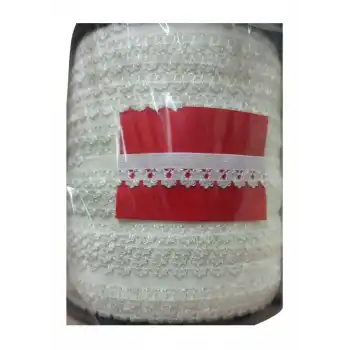 Çamaşır Lastiği Dantelli 1 cm 75 Metre 1 Top Kırık Beyaz