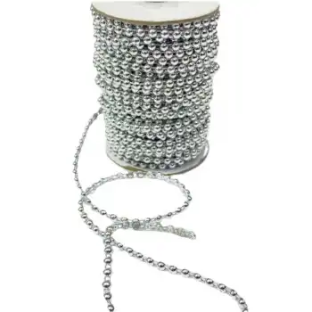 Dikilebilir Sıralı İnci Tekli En 1 cm Gümüş 1 Metre