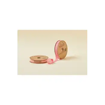 Biye Ekoseli Katlı E03 Kırmızı 2 cm 25 Metre %65 Koton %35 Polyester