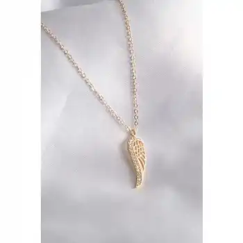 Colezium CLZ741 -  Gold Renk Kanat Figür Zirkon Taşlı Kadın Kolye