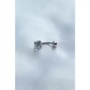 Colezium CLZ741 -  316L Cerrahi Çelik Zirkon Taşlı Göbek Piercing