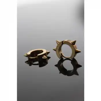 Karce Çelik Gold Renk Çivi Model Çift Küpe