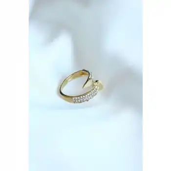 Colezium CLZ741 -  Çivi Model Gold Renk Zirkon Taşlı Yüzük