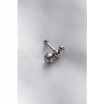 Colezium CLZ741 -  316L Cerrahi Çelik Gümüş Renk 3'lü Taş Tragus Piercing