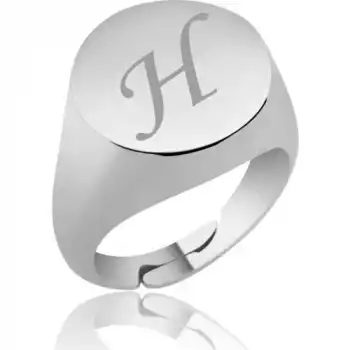 Gumush Gümüş  Ayarlanabilir Harfli Şovalye Bayan Yüzük