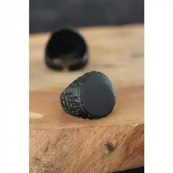 Karce Siyah Metal Erkek Yüzük