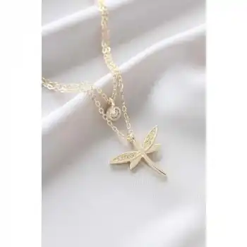 Colezium CLZ741 -  Yusufçuk Tasarımlı Zirkon Taşlı  Gold Kadın Kolye