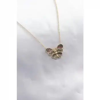 Colezium CLZ943  Zirkon Taş Gold Renk Kelebek Kadın Kolye
