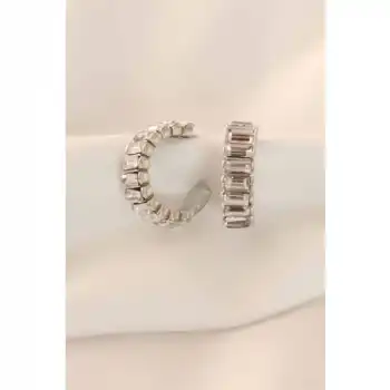 Colezium CLZ741 -  Zirkon Taşlı Gümüş Renk Kadın Küpe