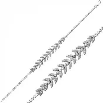 Gumush Gümüş Yaprak Su Yolu Bayan Bileklik