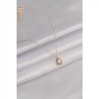 Colezium CLZ943  Gold Renk Damla Model Zirkon Taşlı Kadın Kolye