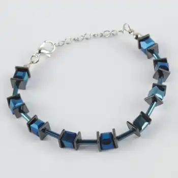 Rennway Küp Figürlü Kristal Taşlı Çelik Ip Bileklik Renk:mavi Kategori: Bijuteri Bileklik